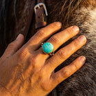Boho Silver Turquoise Round Ring