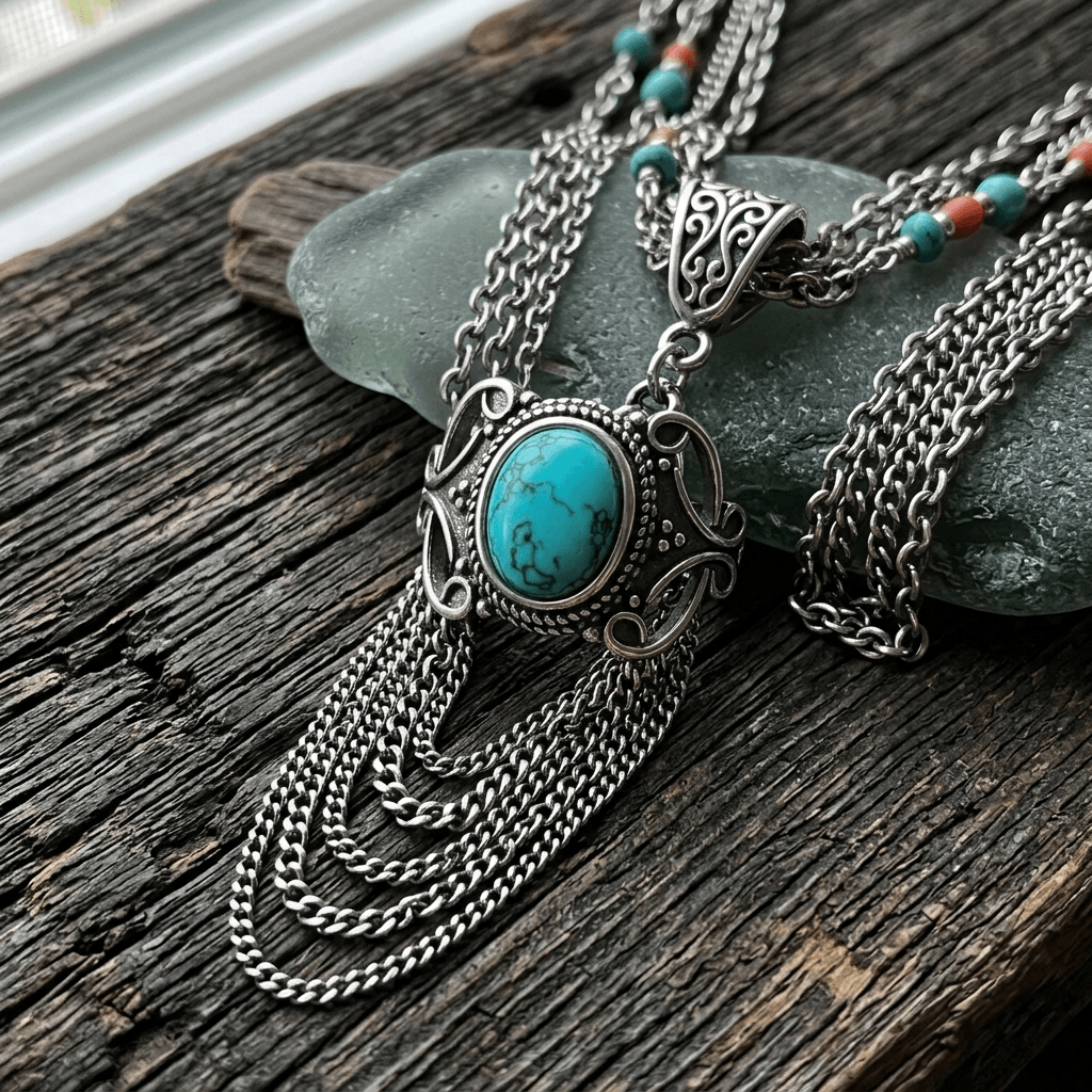 Outlaw Turquoise Stone Statement Necklace