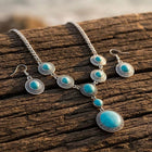 Vintage Bohemian Geometric Alloy Pendant Necklace Earrings Set