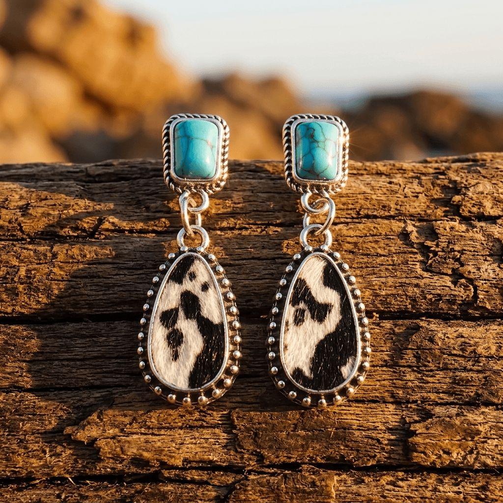 Vintage Turquoise Velvet Teardrop Earrings