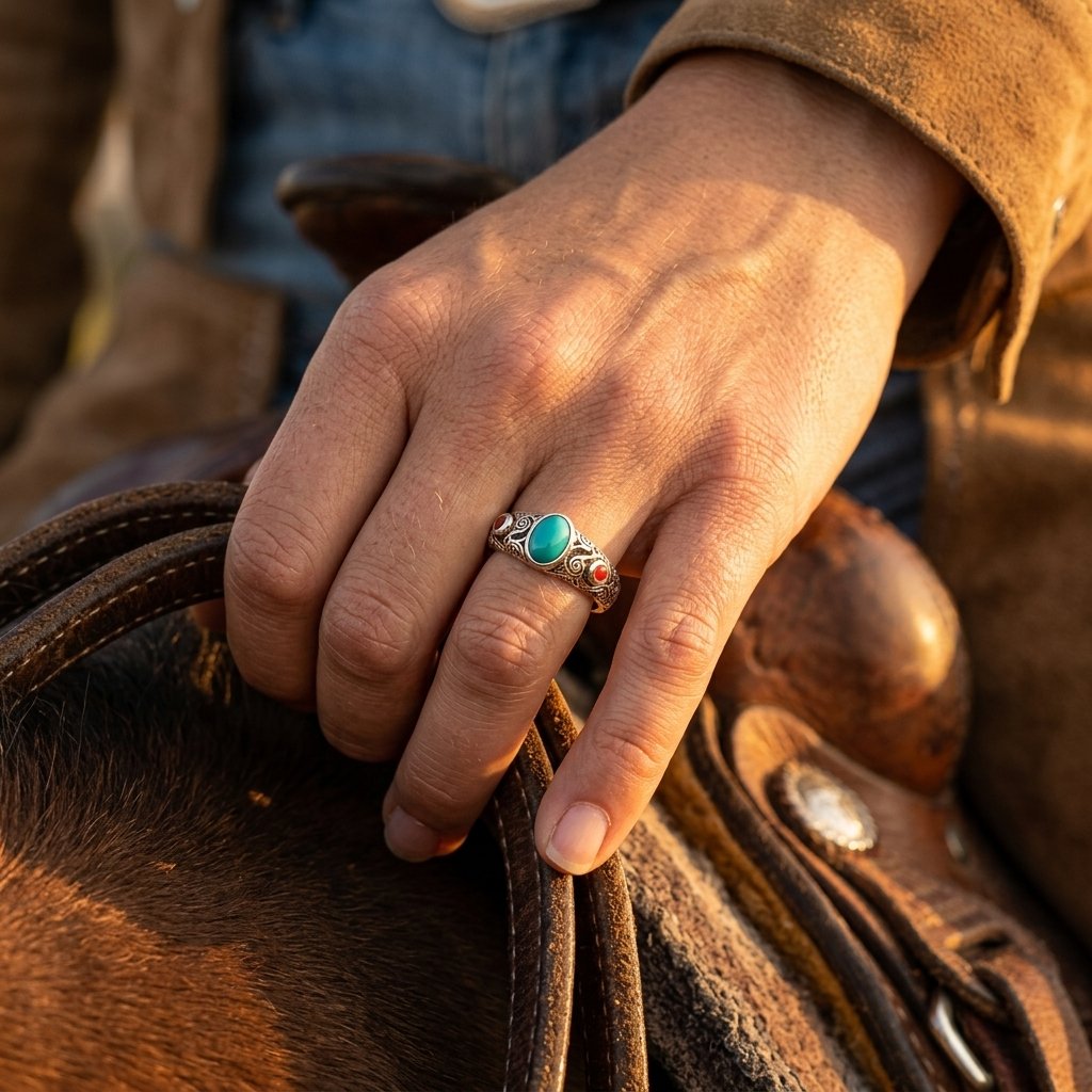 Vintage Silver Filigree Turquoise Ring
