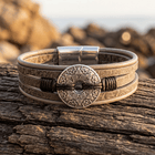Ethnic Style Tan Leather Medallion Bracelet