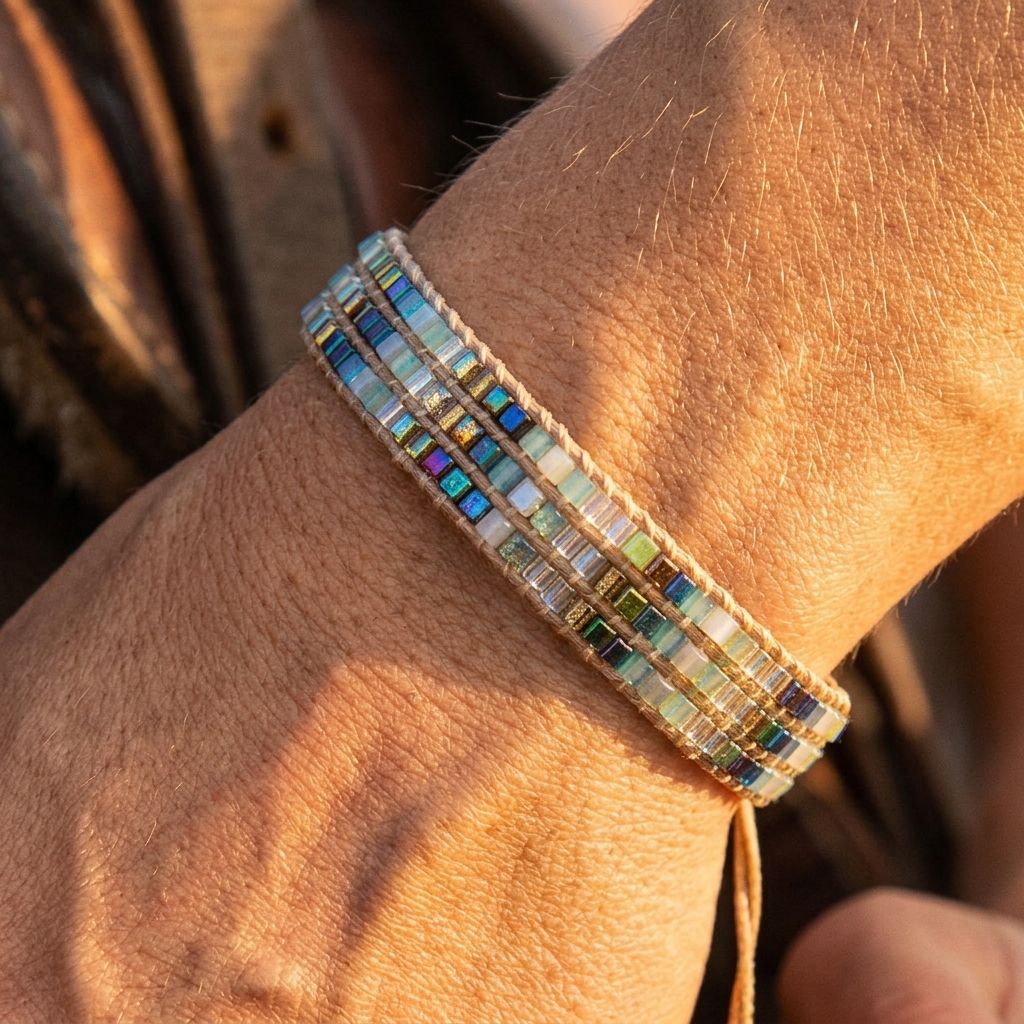 Boho Multicolor Glass Beaded Braided Bracelet