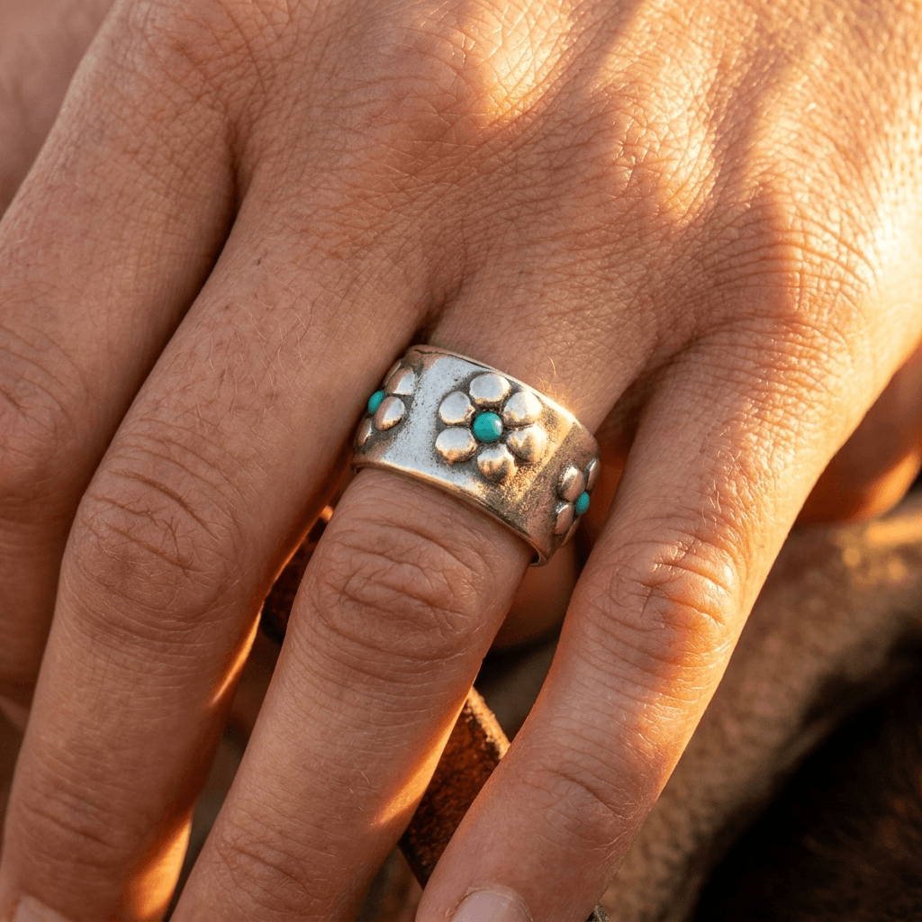 Bohemian Silver Turquoise Statement Ring