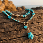 Vintage Turquoise Heart Pendant Beaded Necklace