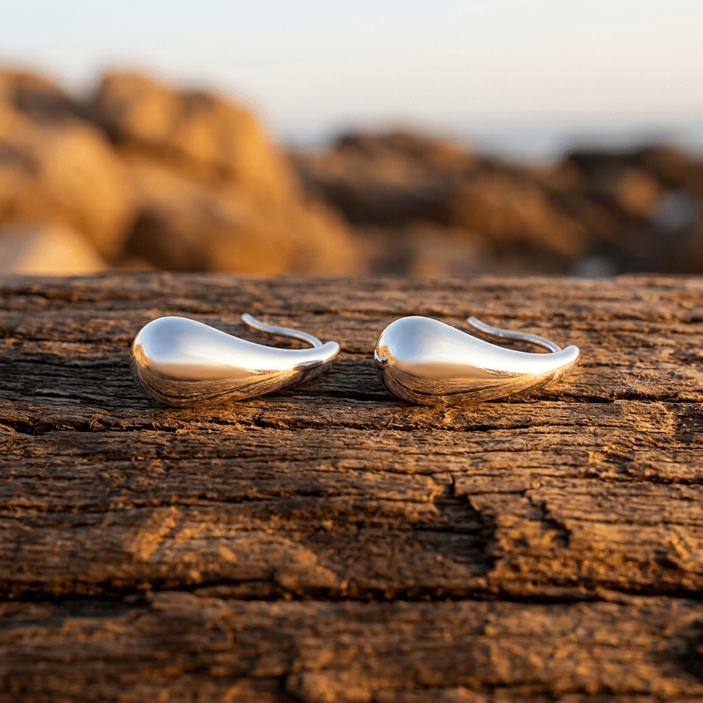 Western Gold Water Drop Hoop Earrings