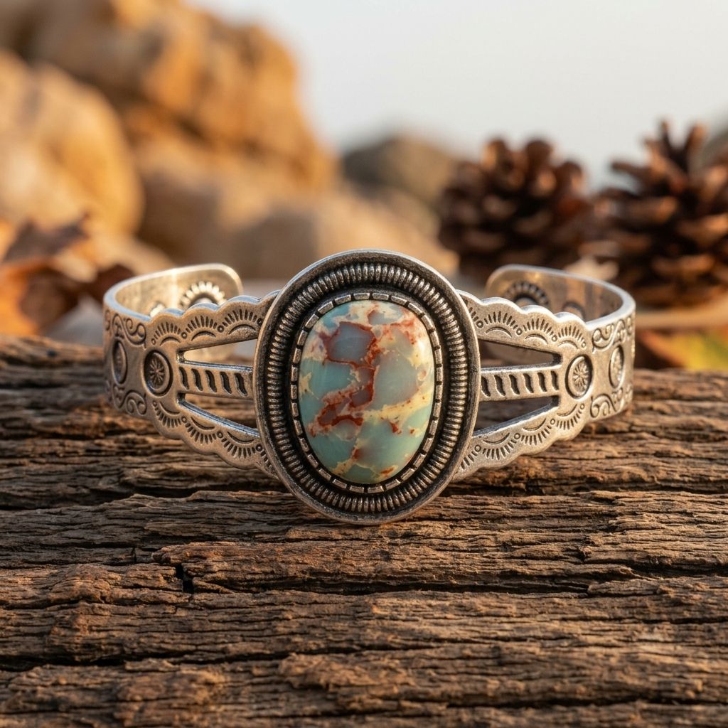 Vintage Silver Turquoise Filigree Bracelet