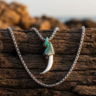 Vintage Silver Turquoise Claw Tooth Necklace