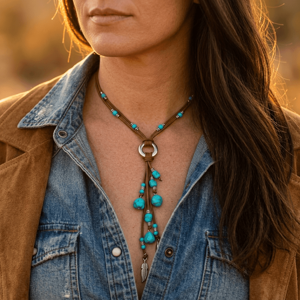 Vintage Western Turquoise Teardrop Bohemian Jewelry Set