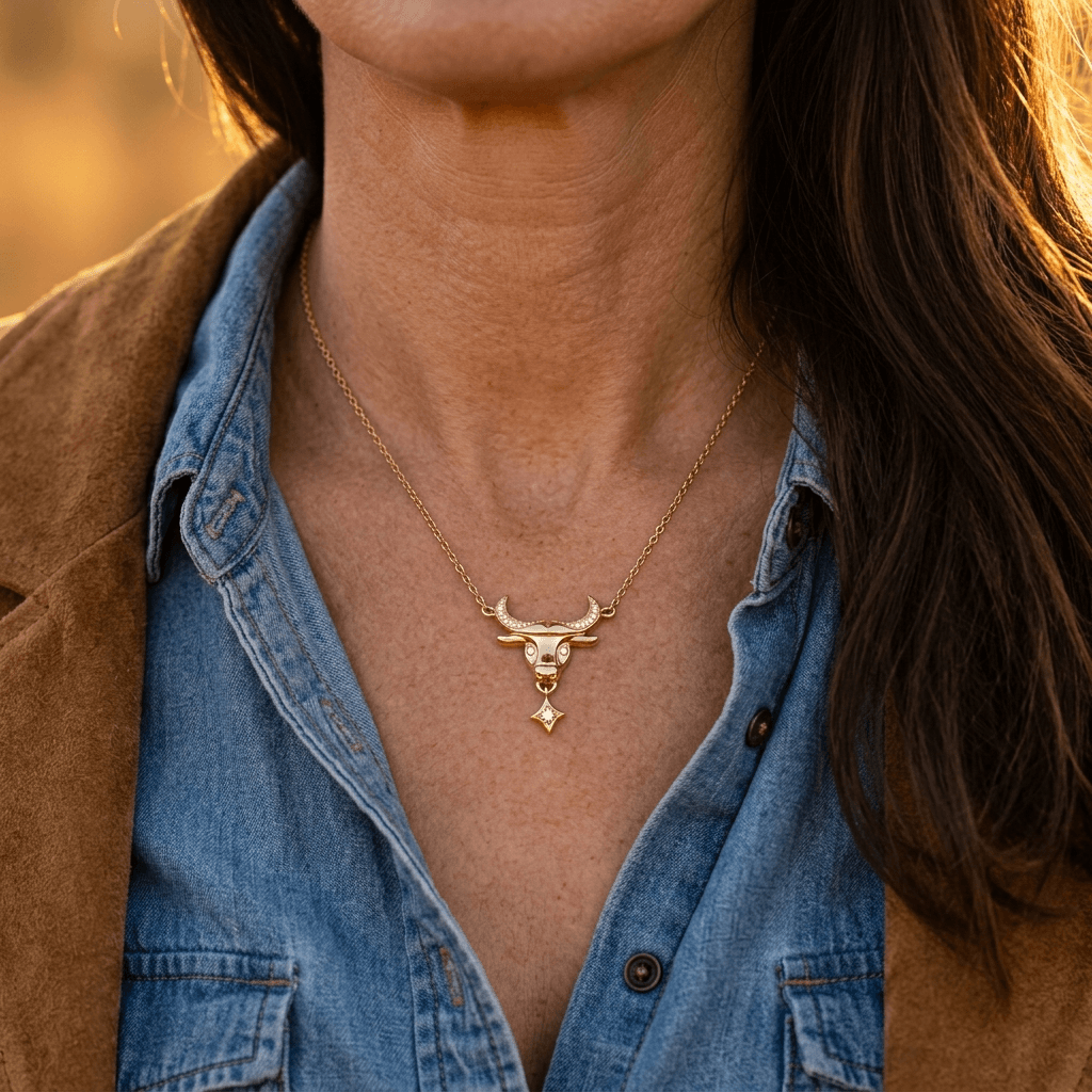 Diamond Bull Gold Pendant Necklace