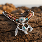 Turquoise Bull Skull Necklace