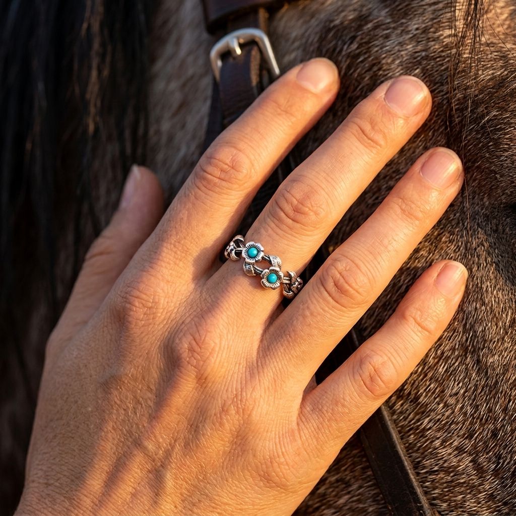 Vintage Silver Turquoise Flower Ring