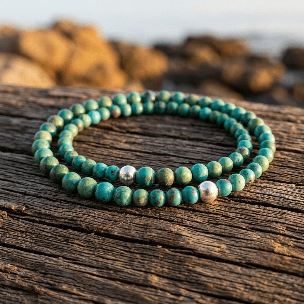Green Turquoise Beaded Stone Bracelet