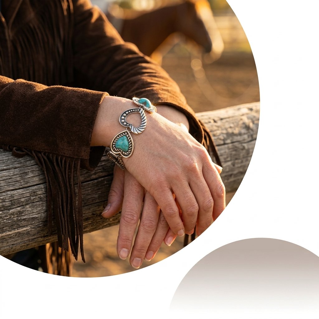 Boho Silver Turquoise Heart Filigree Bracelet