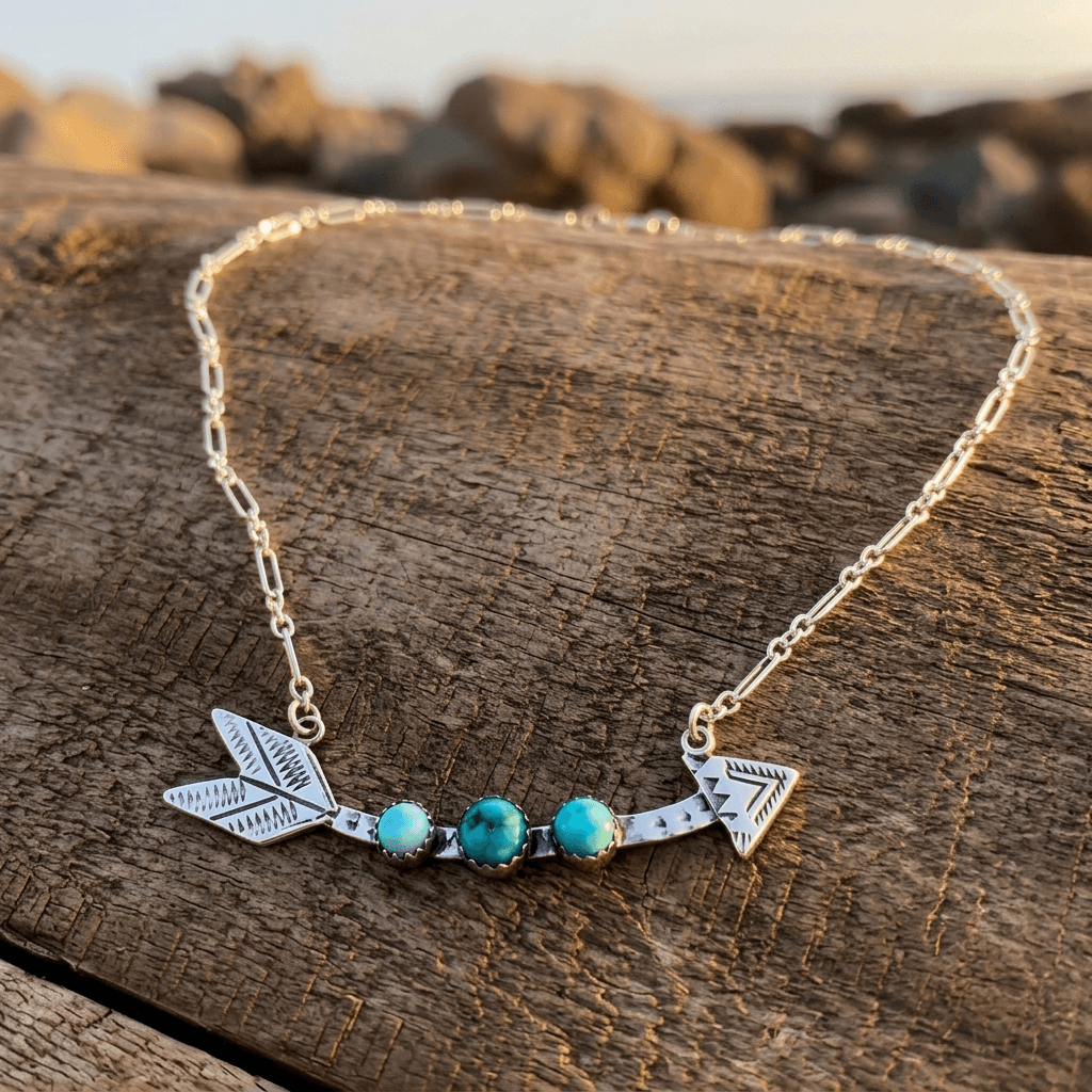 Turquoise Inlaid Bohemian Alloy Necklace