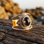 Vintage Gold Filigree Black Onyx Ring