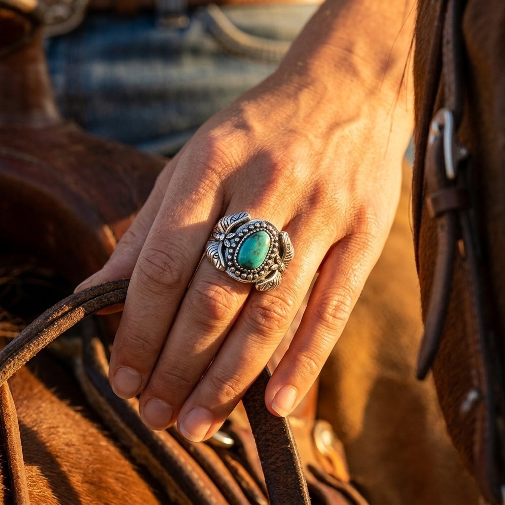 Bohemian Brass Turquoise Oval Ring