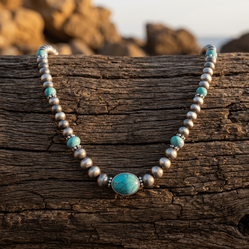 Silver Sky Blue Pendant Necklace