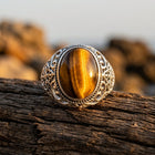 Vintage Silver Tiger Eye Oval Ring