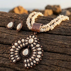 Vintage Bohemian Crushed Stone Semi Circular Jewelry Set